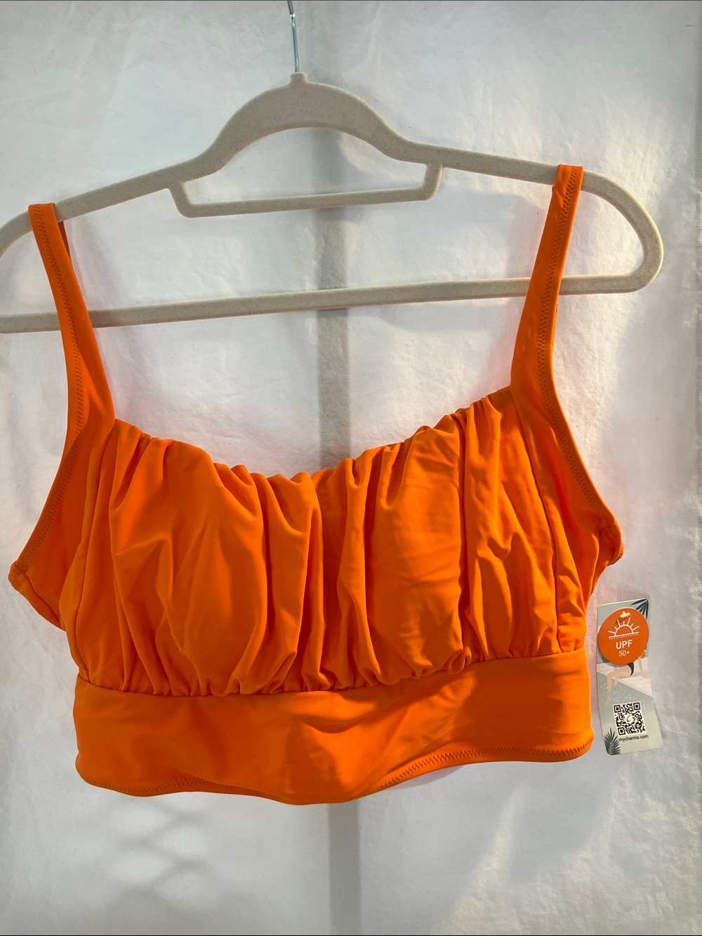 Attracosports Orange Ruched Crop Swim Top XL NWT